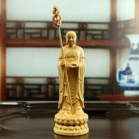 Boxwood Wood Carving Ornaments Ksitigarbha Home Furnishing Enshrined Living Room Buddha Statue Town House Lucky Fengshui Handicr