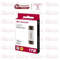 External SSD smallest 1TB : ESD310S Type-A and Type-C connectors : Transcend - รับประกัน 5ปี - มีใบกำกับภาษี