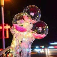 LED Luminous Balloon Rose Bouquet Light Transparent Balloons Flower for Wedding Party Valentines Day Decor Birthday Thanksgiving Balloons