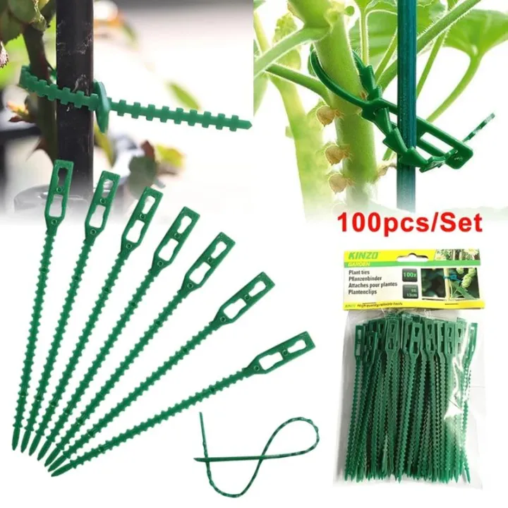 100pcs Reusable Garden Cable Ties Plant Support Shrubs Fastener Tree Locking Adjustable Cable