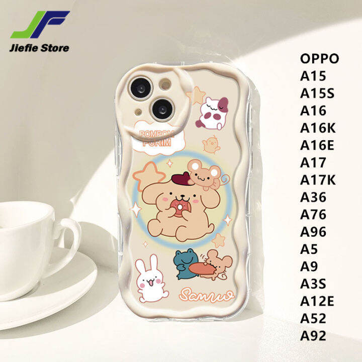 เคสโทรศัพท์การ์ตูนรูปสุนัขน่ารักดีไซน์ใหม่-jiefie-สำหรับ-oppo-a15-a15s-a16-a16k-a16e-a17-a17k-a36-a76-a96-a5-a9-a3s-a12e-a52-a92ครีมขอบคลื่น-tpu-เคสป้องกันแรงกระเทือน