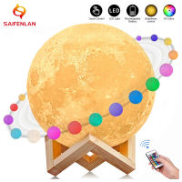 Hot Dropship 3D พิมพ์โคมไฟดวงจันทร์ Moonlight สีสัน Touch USB Led Night Light ชาร์จ Nightlight Home Decor Creative Gift