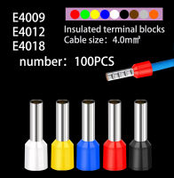 100 ชิ้น/แพ็ค E4009 E4012 E4018 ฉนวน Ferrules Terminal Block สายไฟ End Wire Connector ไฟฟ้า Crimp Terminator-pangyh