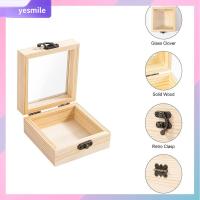 YESMILE 1/3pcs สีธรรมชาติ กล่องไม้ห่อของขวัญ ไม้/แก้ว 3.5นิ้ว x 3.5นิ้ว x 1.8นิ้ว กล่องไม้เก็บของใช้ในครัวเรือน ใช้ซ้ำได้ เคสเก็บฝาแก้ว ห้องนั่งเล่นในห้องนั่งเล่น