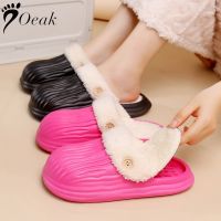 Winter Couples Slippers For Women Indoor And Outdoor Plush Non Slip Warm Indoor Home EVA Waterproof Removable Cotton Slippers