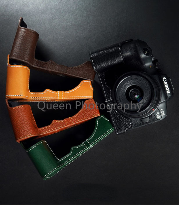 แขนป้องกันกรณีฐานกล้องสำหรับ-canon-eos-r10-eosr10ผิวเชลล์ฝีมือกล้องถ่ายภาพหนังแท้กระเป๋าหนังวัวร่างกาย