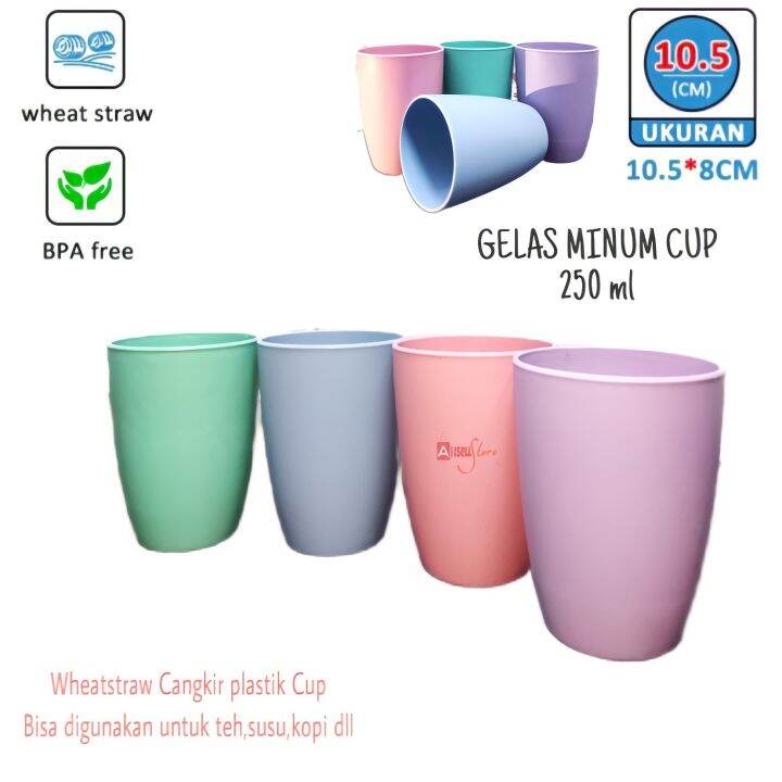 BISA COD PROMO GELAS PLASTIK JERAMI MUG PLASTIK ISI 1pcs 4pcs