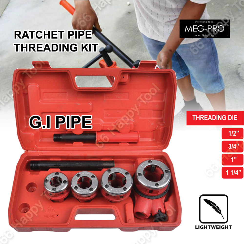 Ratcheting Pipe Thread Threader Die Handle Tool Set 1/2'' 3/4'' Manual 