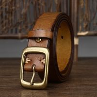 ：&amp;gt;?": 3.3Cm Width Copper Buckle Mens Cowskin Leather Belt Leather Retro Handmade Belt Male Luxury Belt For Jeans Wide Belt Mens Gift