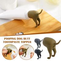 Pooping Dog Butt Toothpaste Topper Caps Creative Toothpaste Squeezer Toothpaste Covers Self Closing Funny Bathroom Accessories