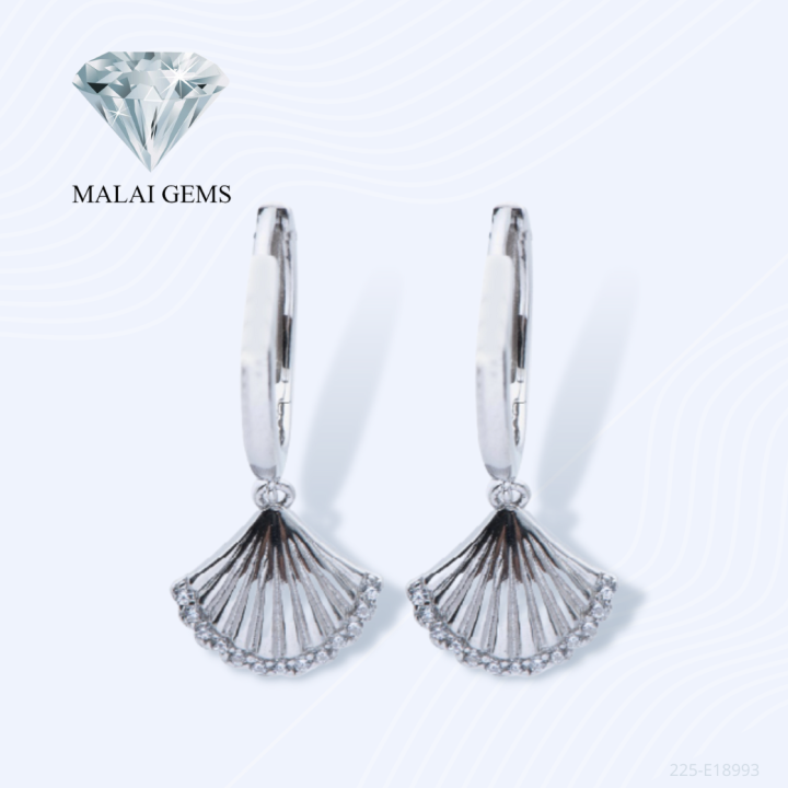 malai-gems-ต่างหูเพชร-ต่างหูเปลือกหอย-เงินแท้-silver-925-เพชรสวิส-cz-เคลือบทองคำขาว-รุ่น-225-e18993-แถมกล่อง