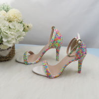 2021 New Arrival Summer Female Bridal Sandals Pearl ankle strap wedding shoes woman Fashion Multicolored Thin Heel Buckle Sandal