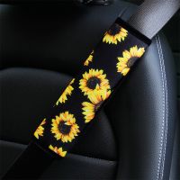 Car Seat Belt Cover Daisy Sunflower Knitted Fabric Universal Auto Seat Belt Covers Shoulder Protection