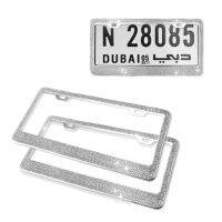 Car Crystal Diamond Bling Metal License Plate Frame Tag Glitter Rhinestone Stainless Steel For Honda Civic VW golf 6 7 8