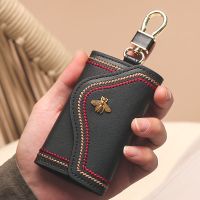 Genuine leather key bag mens Korean version key chain multi-functional key chain womens large capacity household mini key bag 【BYUE】