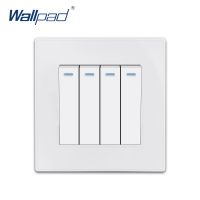 【2023】 HI UTILITY PRODUCTS 2019มาถึง4 Gang รีเซ็ต Wallpad หรูหราสีขาวผนังสวิตช์ไฟโยก10A AC110 ~ 250V แผงพีซี