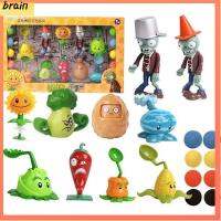 BRAIN 10pcs/set เด็กชาย สำหรับเด็กเด็ก ตุ๊กตาโมเดลเต็มตัว Plants vs Zombies Toy การต่อสู้บนโต๊ะเกม รูปอะนิเมะ ดอกทานตะวันเหยือกถั่วพริก