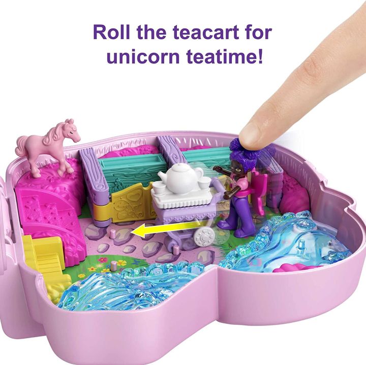 polly-pocket-unicorn-forest-compact-tea-party-themed-playset-with-glitter-horn-ราคา-1-150-บาท
