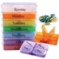 【CW】❐  7-Day Pill Organizer 4 A Day Weekly Medicine Plastic Pillboxes