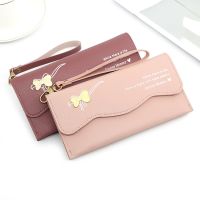 [COD] Korean version of the new womens long section buckle bow clutch bag card coin purse