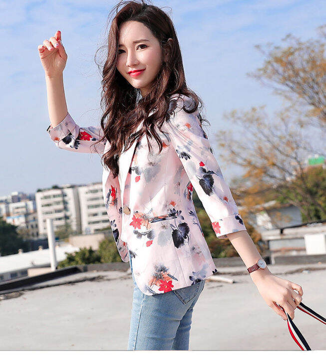 เสื้อโค้ทผู้หญิงแบบบางมีลายใหม่-เสื้อโค้ทลำลองสไตล์เกาหลีเข้าได้กับทุกชุดเสื้อโค้ทสั้นสำหรับผู้หญิง