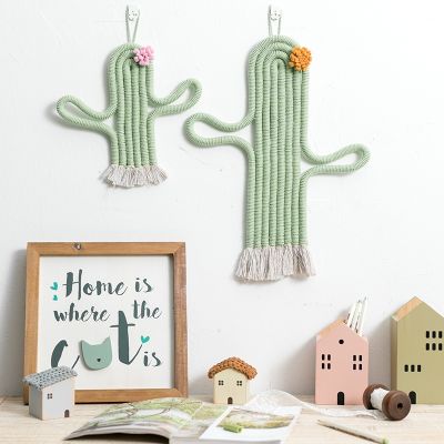 Cactus Hanging Decorations Handmade Macrame Weaving Plants Girls Boys Kids Room Decoration Home Nursery Party Holiday Wall Decor