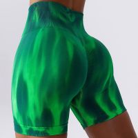 【YD】 Tie Dye Womens Shorts Gym Seamless Waist Buttock Lifting Pants Push-Up Leggings Clothing