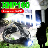 XHP160 Led กล้องส่องทางไกลโคมไฟไฟหน้า Led หัวไฟหน้า18650คืนอุปกรณ์ตกปลาตั้งแคมป์แบบชาร์จไฟหน้าตกปลาแสง