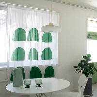 【YD】 Semicircle Abstract Half Shading Room Curtains Punching Paste-style Bedroom Drapes