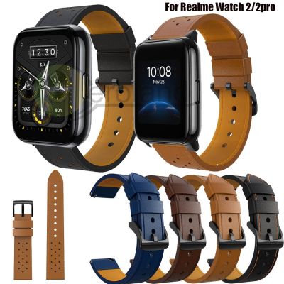 （A creative）สายนาฬิกาข้อมือหนังแท้สำหรับ Realme Watch 2/2 Pro สร้อยข้อมือสายรัดข้อมือสมาร์ทสำหรับ Realme Watch S/pro อุปกรณ์เสริมสายเข็มขัด