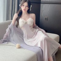 --SY23726✟☏▽ dre ice silk ghtdress womens and summer court jamas new sexy Fren sle ghtgown two-piece home service spenders