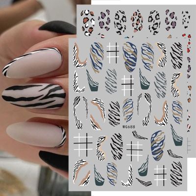 Stiker Kuku 3D Motif Kulit Zebra / Leopard / Ular Untuk Dekorasi Manicure 5211059❀▣∈