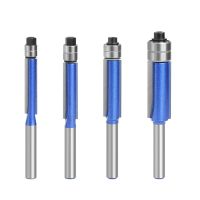 4 Pcs Double Bearing Flush Mill 6.35mm Shank Milling Cutter Flush Trim with Bearing Router Bit Set for Woodworking