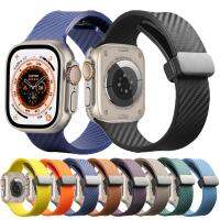 สายคาร์บอนไฟเบอร์สำหรับนาฬิกา Apple Ultra Band 49Mm 44Mm 45Mm 41Mm 40Mm 38 42Mm สายคาดข้อมือหัวเข็มขัดแม่เหล็ก Iwatch Series 8 7 6 Se 5 4 3 2 1