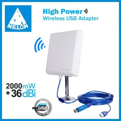 USB Wifi Adapter Indoor & Outdoor 150Mbps Antenna Long Range,2.4GHz,10M USB Cable., Melon N4000
