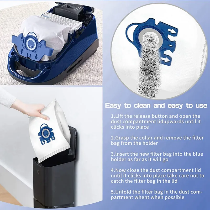 3D Efficiency Dust Bag for Miele Gn Vacuum 9917730 HyClean Hoover