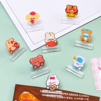 LOLEDE Cartoon Plastic Paper Clips Transparent Bookmarks File Index Page Holder Clamp Kawaii Stationery Cute Desk Accessories