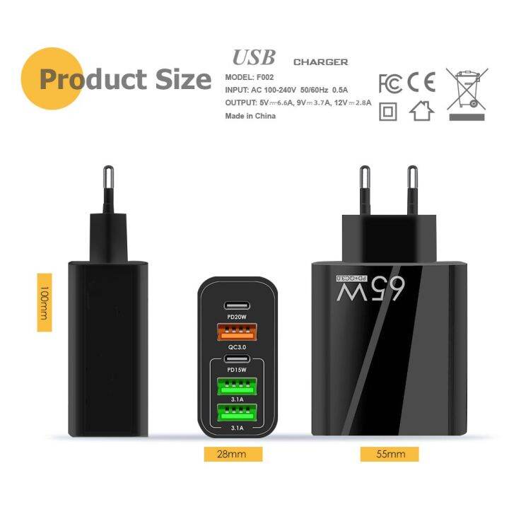 usb-c-ที่ชาร์จชาร์จเร็ว65w-อะแดปเตอร์-usb-type-c-ที่ชาร์จโทรศัพท์มือถือ-qc3-0-pd-สำหรับ-iphone-โทรศัพท์-ipad-แท็บเล็ต