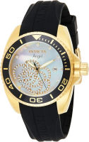 Invicta Womens 0489 Angel Collection Cubic Zirconia-Accented Watch With Black Silicone Band