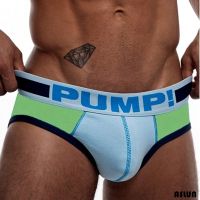 ❣ tqw198 [Ready Stock] PUMP Ice Silk Striped Sexy Underwear Men Jockstrap Briefs Shorts Male Panties Jock Strap Man Spandex