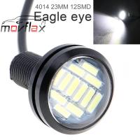 MovFlax หลอดไหสว่างรอบด้านสำรองไฟแรงสูงตาเหยี่ยว23มม. 1ชิ้นหลอดไฟ DRL 12SMD สีขาว12V ไฟป้ายจอดรถสำรองถอยหลัง