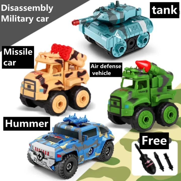 Rl589-16d# 4pcs Toys For Kids Diy Assembled Military Car Toy For Kids 