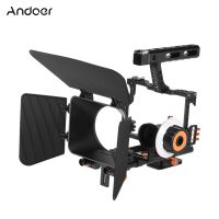 Andoer C500 Aluminum Alloy Camera Camcorder Video Cage Rig Kit Film Making System w/ Matte Box + Follow Focus + Handle + 15mm Rod for Panasonic GH4 for Sony A7S/A7/A7R/A7RII/A7SII ILDC Mirrorless Camera