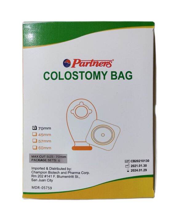 Partners Disposable Colostomy Bag 70mm (6sets/Box's) Lazada PH