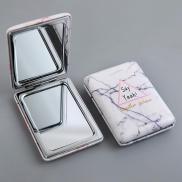 Portable Makeup Mirror Folding Clear Glass Metal Faux Leather Mirror for