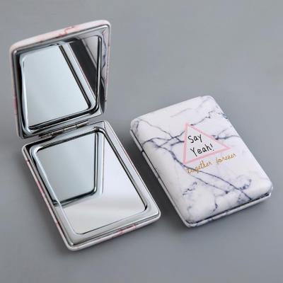 Portable Makeup Mirror Folding Clear Glass Metal Faux Leather Mirror for Travel Girl Beauty Mirror Women Pocket Cosmetic Mirrors Mirrors