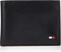 Tommy Hilfiger Mens Leather Wallet – Slim Bifold with 6 Credit Card Pockets and Removable ID Window One Size Black Dore
