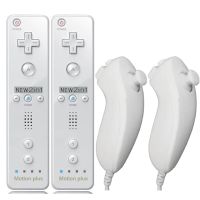 [ขายดี A] 2ชิ้นรีโมทคอนโทรลพร้อมจอย Nintendo Nunchuck สำหรับเกมแพดไร้สาย Wii คันโยกบังคับพร้อม Motion Plus สำหรับการควบคุมเกม Wii
