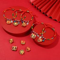 Blessing Embroidered Fragrant Bag Tiger Head Fragrant Bag Pendant Bracelet Dragon Boat Festival Colorful Rope Woven Bracelet Charms and Charm Bracelet