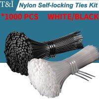 1000 PCS Self-locking Nylon Tie White/Black Plastic Strong Snap High Temperature Resistant and Lengthening Twine Tie Wire Tie